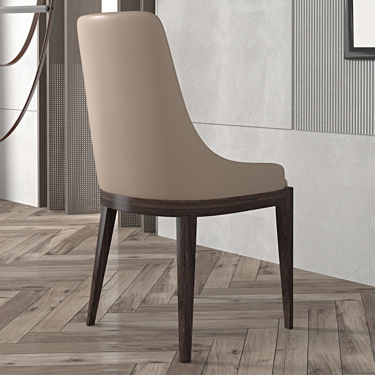 Modern Dining Room Chair Faux Leather and Wood Dining Side Chair