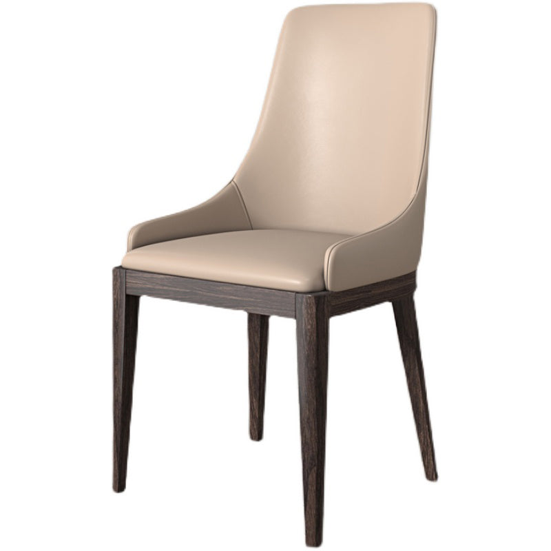 Modern Dining Room Chair Faux Leather and Wood Dining Side Chair