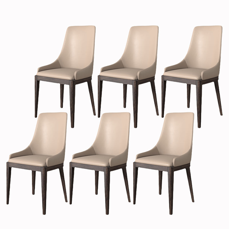 Modern Dining Room Chair Faux Leather and Wood Dining Side Chair