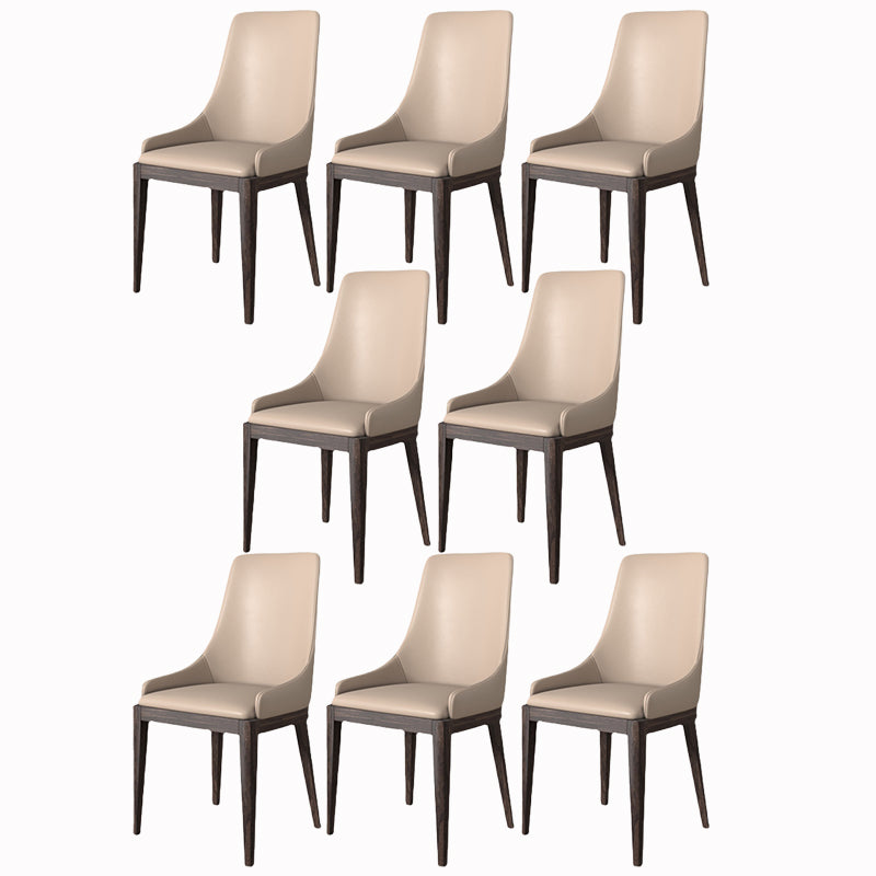 Modern Dining Room Chair Faux Leather and Wood Dining Side Chair