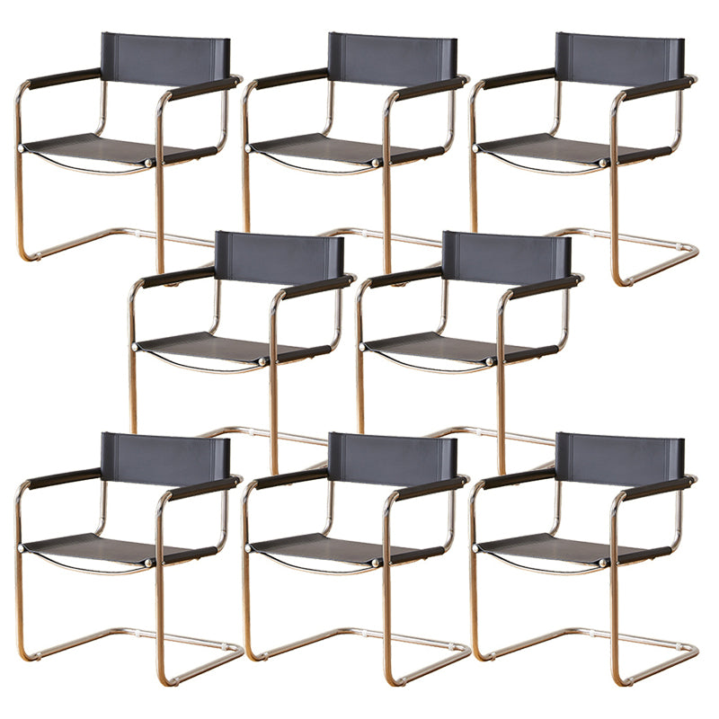 Modern Dining Accent Chair Faux Leather and Metal Dining Arm Chair