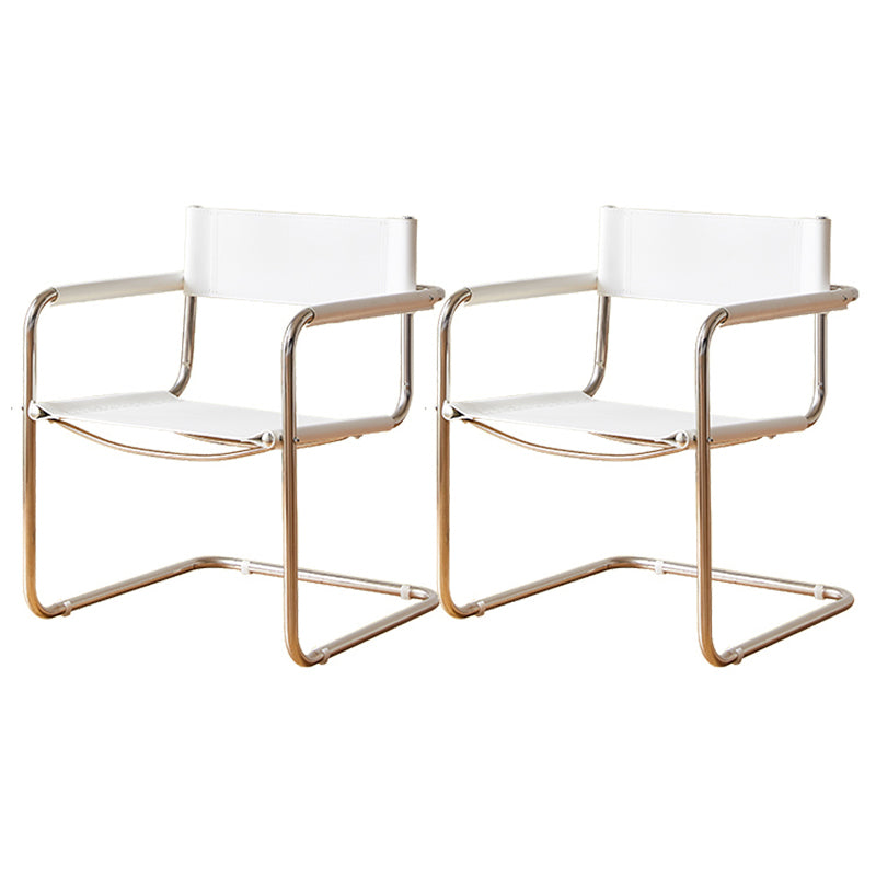 Modern Dining Accent Chair Faux Leather and Metal Dining Arm Chair