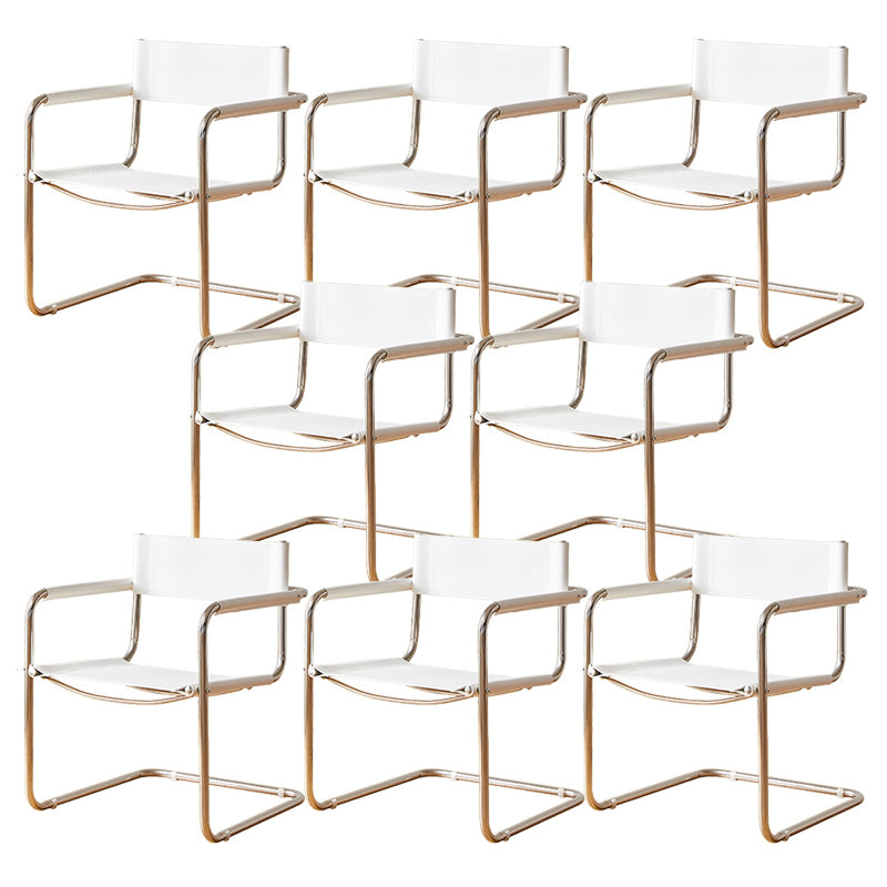 Modern Dining Accent Chair Faux Leather and Metal Dining Arm Chair