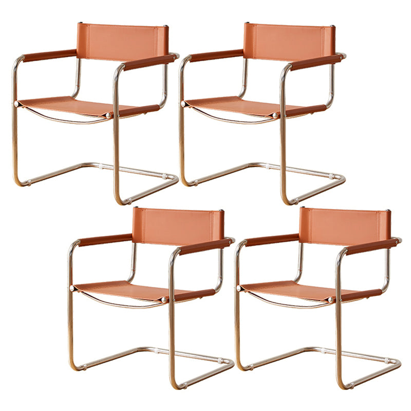 Modern Dining Accent Chair Faux Leather and Metal Dining Arm Chair