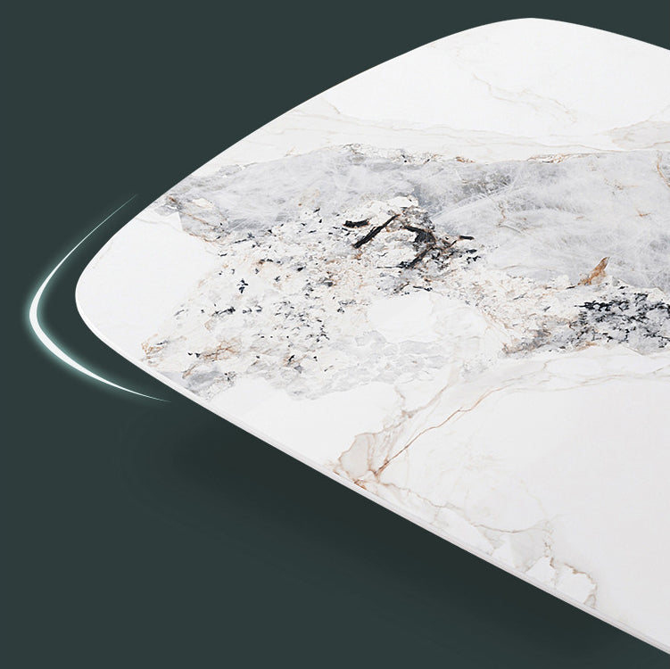 Stone Dining Table Set 1/4/5/7 Pcs Modern Dining Table with Armless Chairs