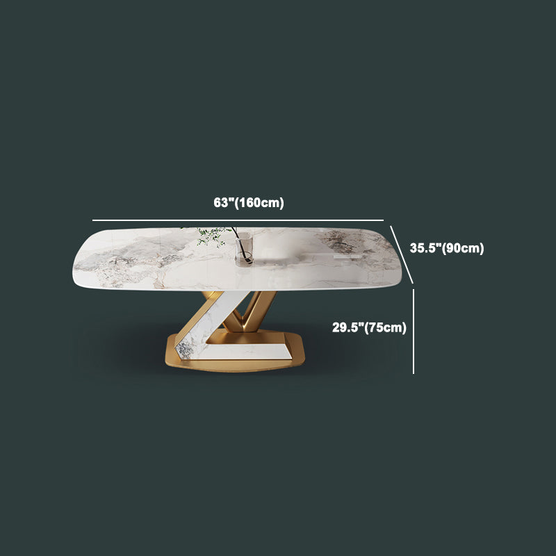 Stone Dining Table Set 1/4/5/7 Pcs Modern Dining Table with Armless Chairs