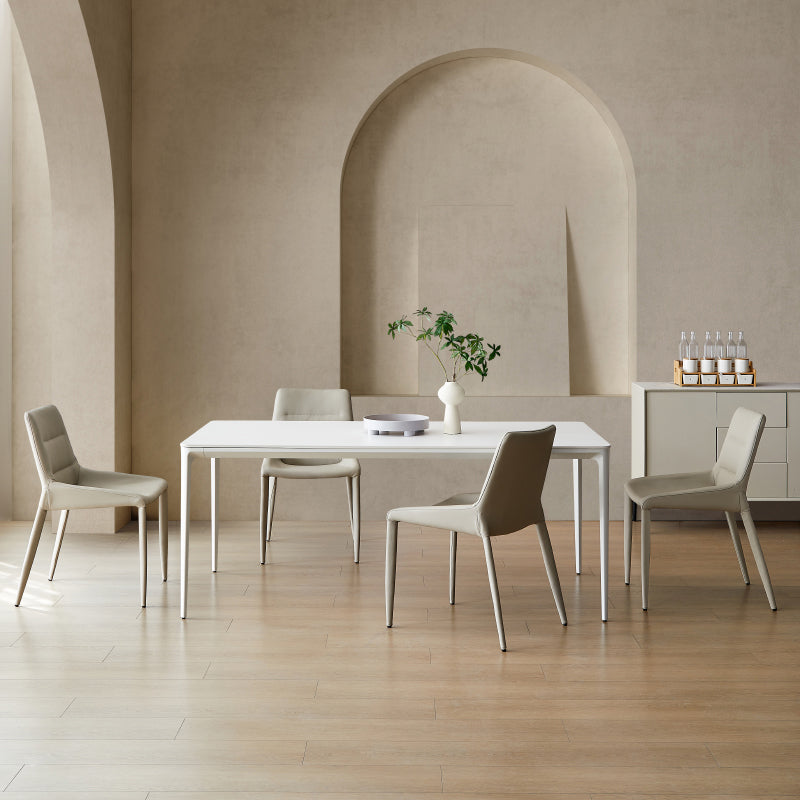 Designer Rectangle 1/4/5/7 Pieces Dining Table Set Indoor Legs Dinette Set in White