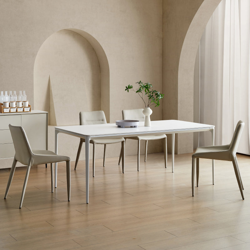 Designer Rectangle 1/4/5/7 Pieces Dining Table Set Indoor Legs Dinette Set in White