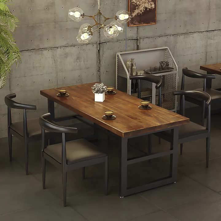 Industrial 1/5 Pieces Dining Set Rectangle Pine Wood Dining Table for Dining Room