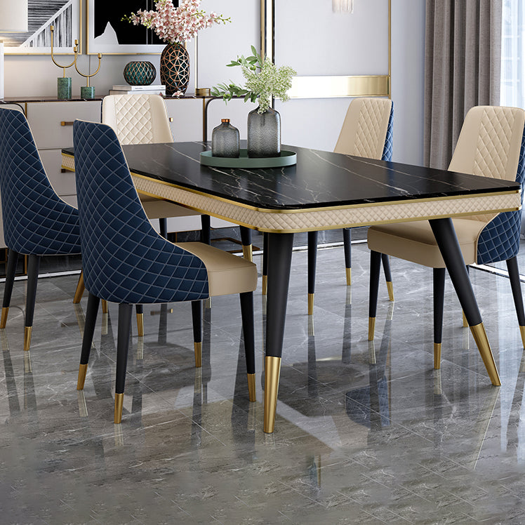 Modern Rectangle 1/4/5/6/7 Pieces Dining Table Set Black Legs Indoor Dinette Set