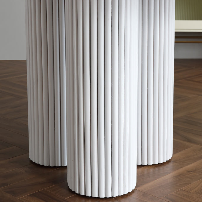 Round White Indoor Dining Table Set Modern Stone 1/2/3/5 Pieces Dinette Set