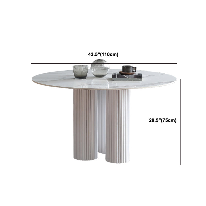 Round White Indoor Dining Table Set Modern Stone 1/2/3/5 Pieces Dinette Set