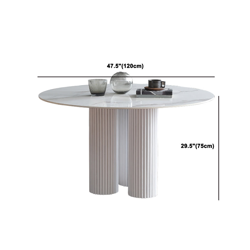 Round White Indoor Dining Table Set Modern Stone 1/2/3/5 Pieces Dinette Set