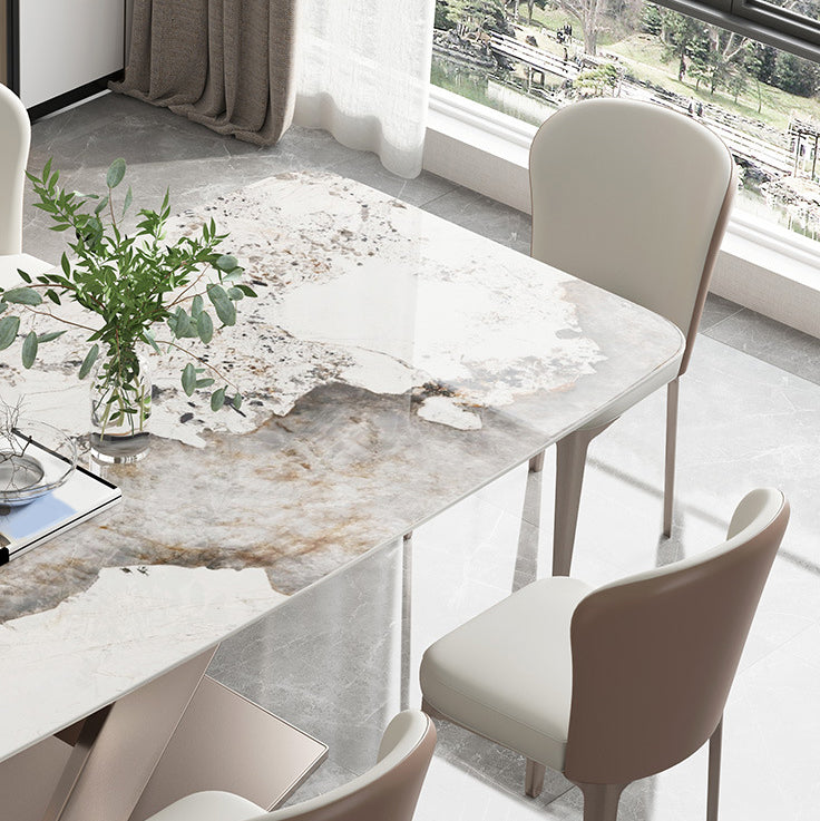 Contemporary Rectangle Sintered Stone Dining Table Set 1/2/5/7 Pieces Dining Set