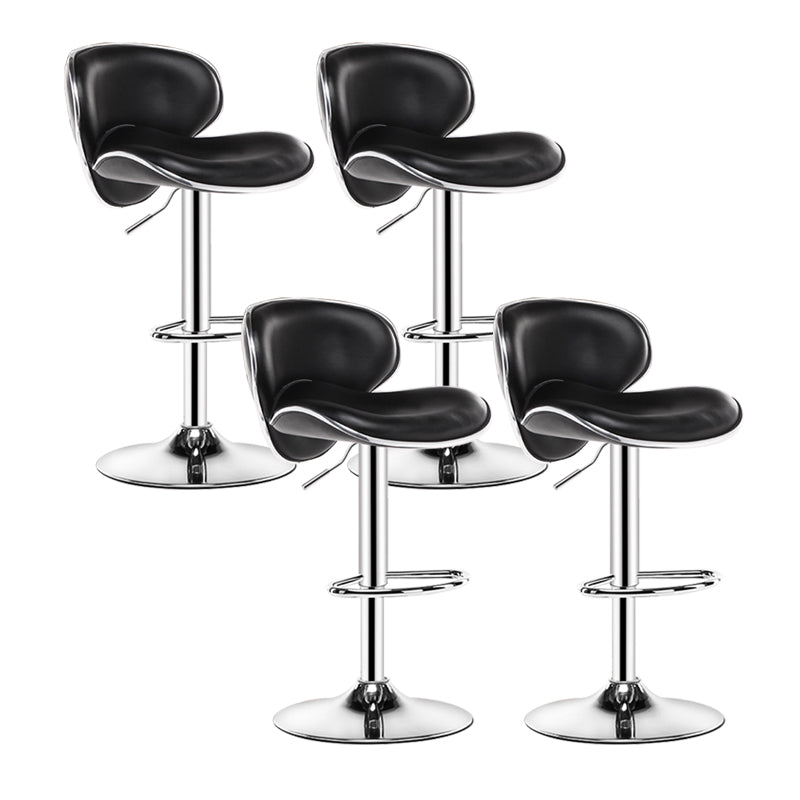 Scandinavian Metal Barstool Low Back PU Leather Adjustable Barstools in Matte Finish