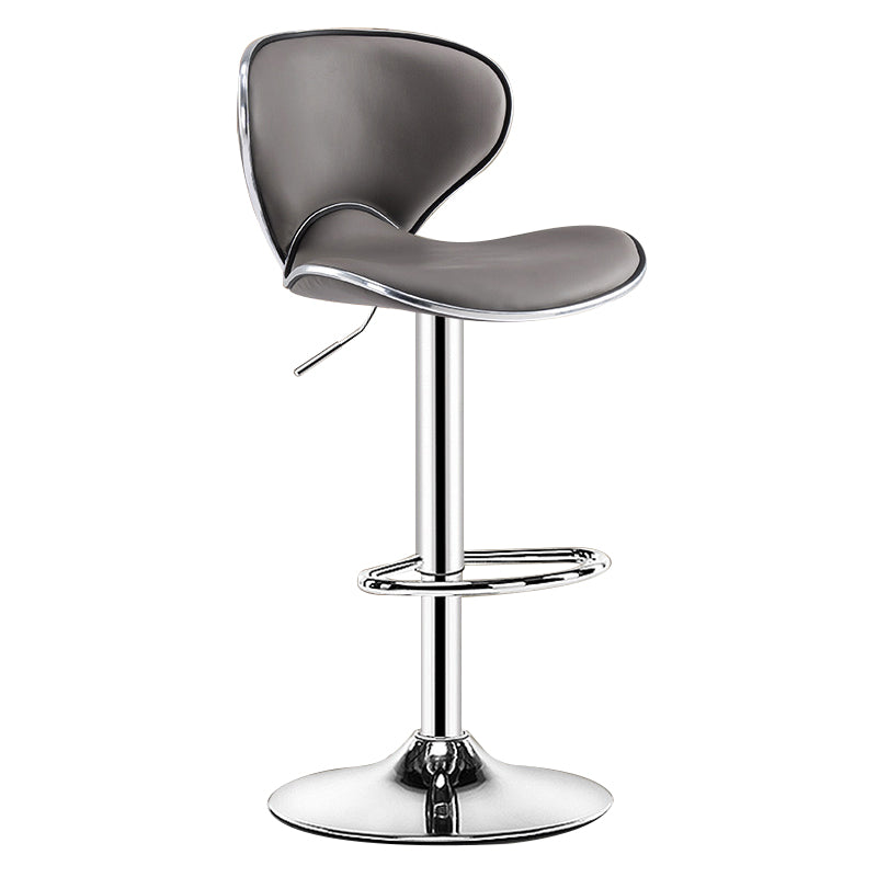 Scandinavian Metal Barstool Low Back PU Leather Adjustable Barstools in Matte Finish