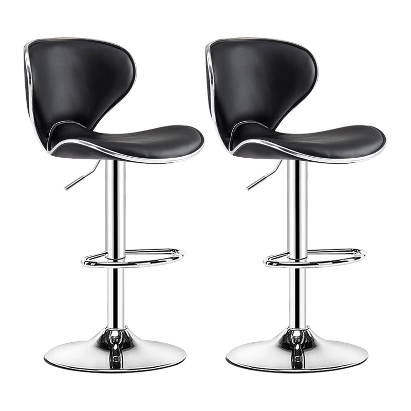 Scandinavian Metal Barstool Low Back PU Leather Adjustable Barstools in Matte Finish