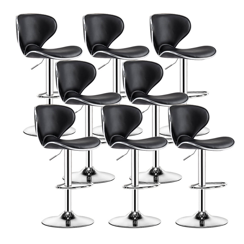 Scandinavian Metal Barstool Low Back PU Leather Adjustable Barstools in Matte Finish