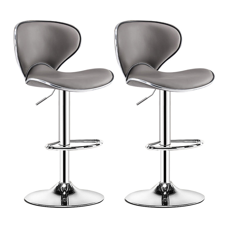 Scandinavian Metal Barstool Low Back PU Leather Adjustable Barstools in Matte Finish
