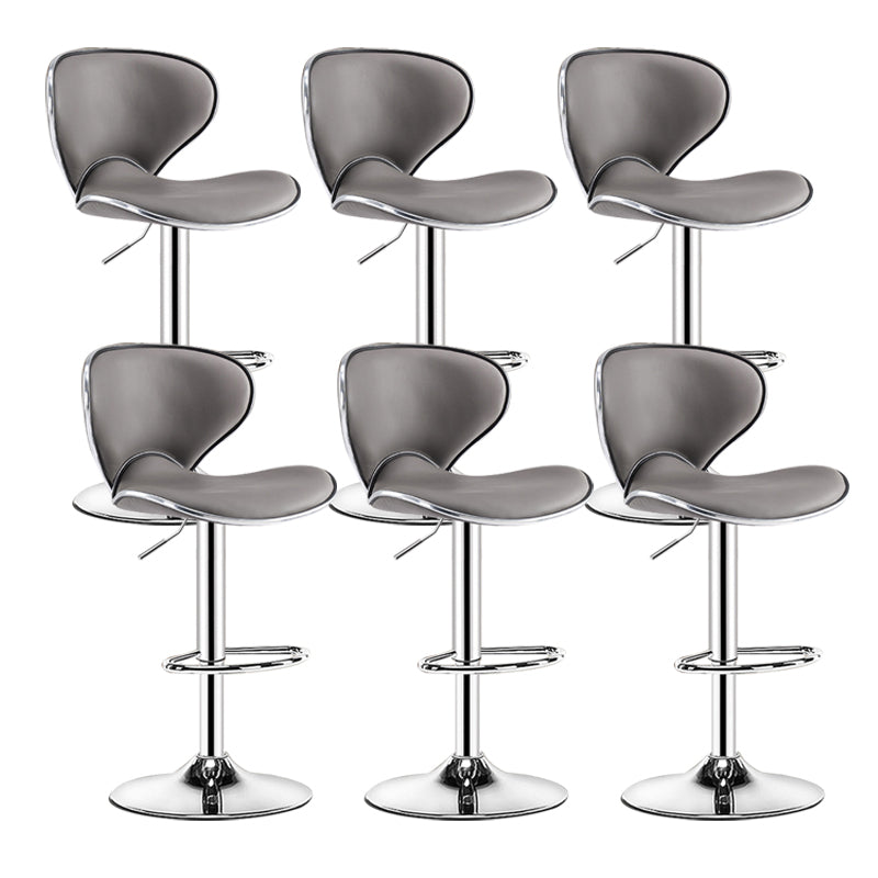 Scandinavian Metal Barstool Low Back PU Leather Adjustable Barstools in Matte Finish