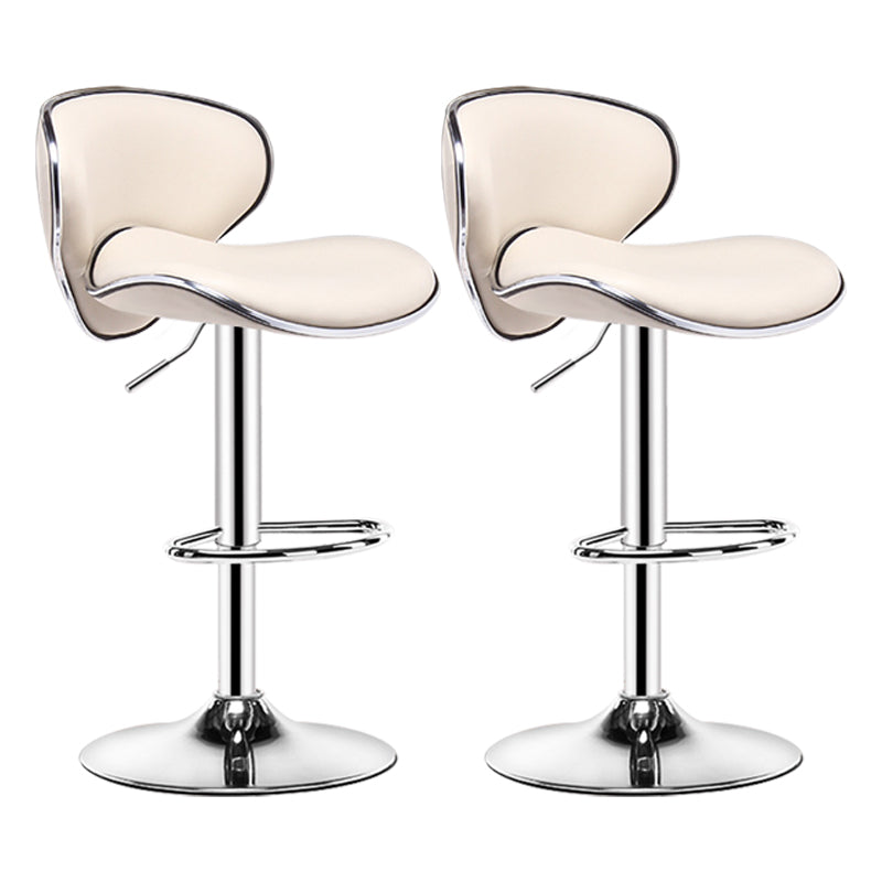 Scandinavian Metal Barstool Low Back PU Leather Adjustable Barstools in Matte Finish