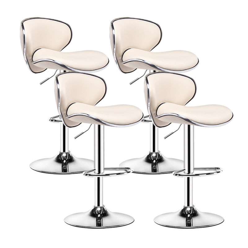 Scandinavian Metal Barstool Low Back PU Leather Adjustable Barstools in Matte Finish