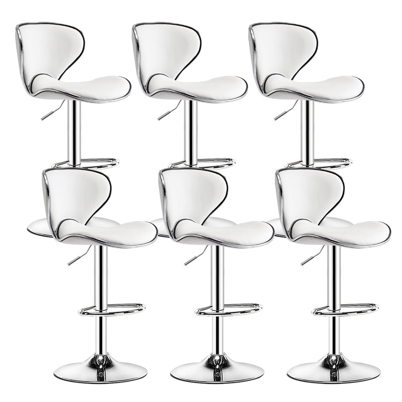 Scandinavian Metal Barstool Low Back PU Leather Adjustable Barstools in Matte Finish