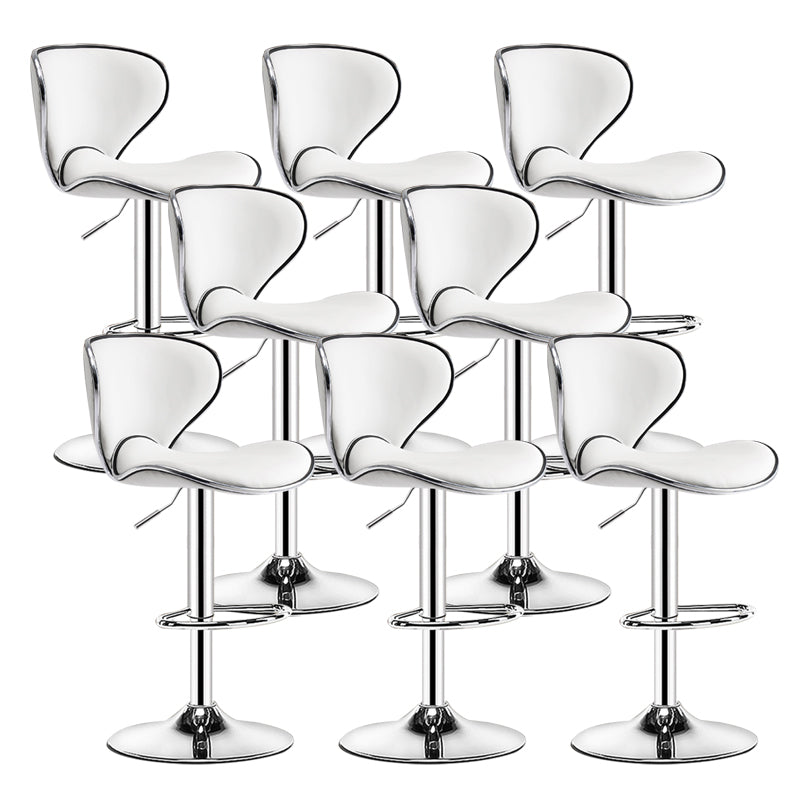 Scandinavian Metal Barstool Low Back PU Leather Adjustable Barstools in Matte Finish
