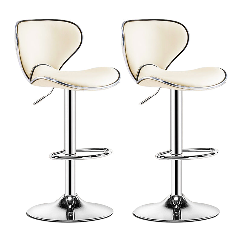Scandinavian Metal Barstool Low Back PU Leather Adjustable Barstools in Matte Finish