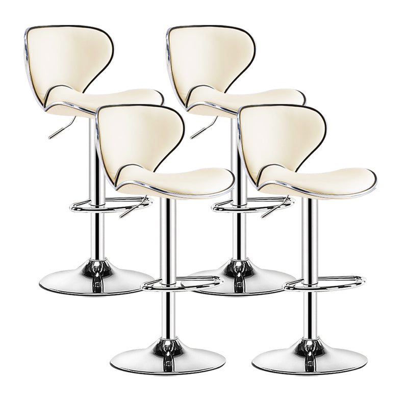 Scandinavian Metal Barstool Low Back PU Leather Adjustable Barstools in Matte Finish