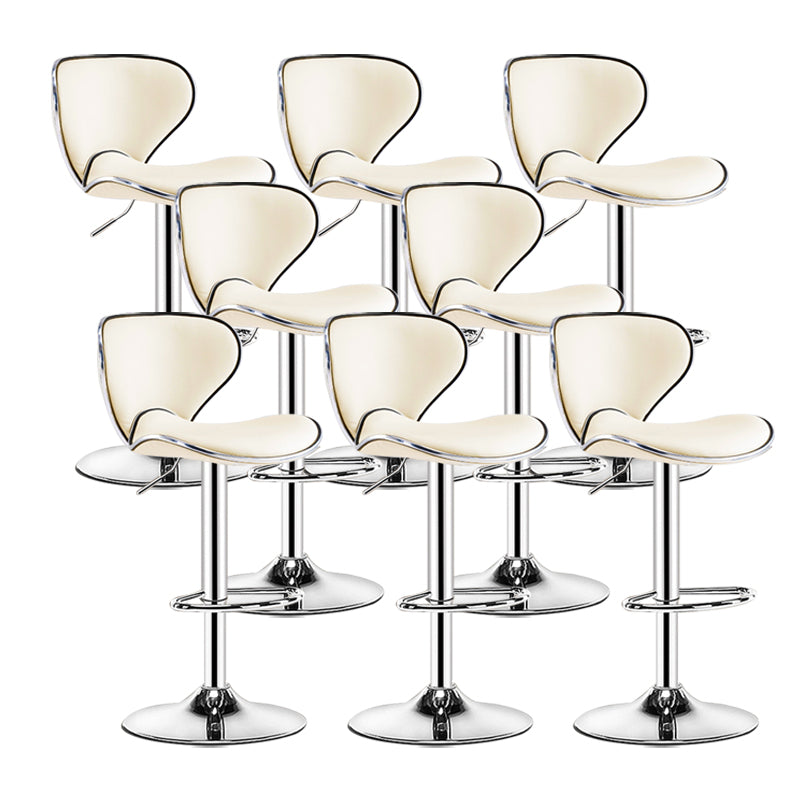 Scandinavian Metal Barstool Low Back PU Leather Adjustable Barstools in Matte Finish