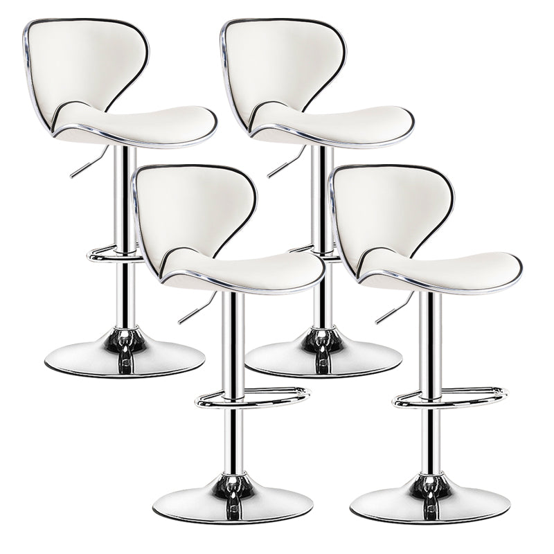 Scandinavian Metal Barstool Low Back PU Leather Adjustable Barstools in Matte Finish