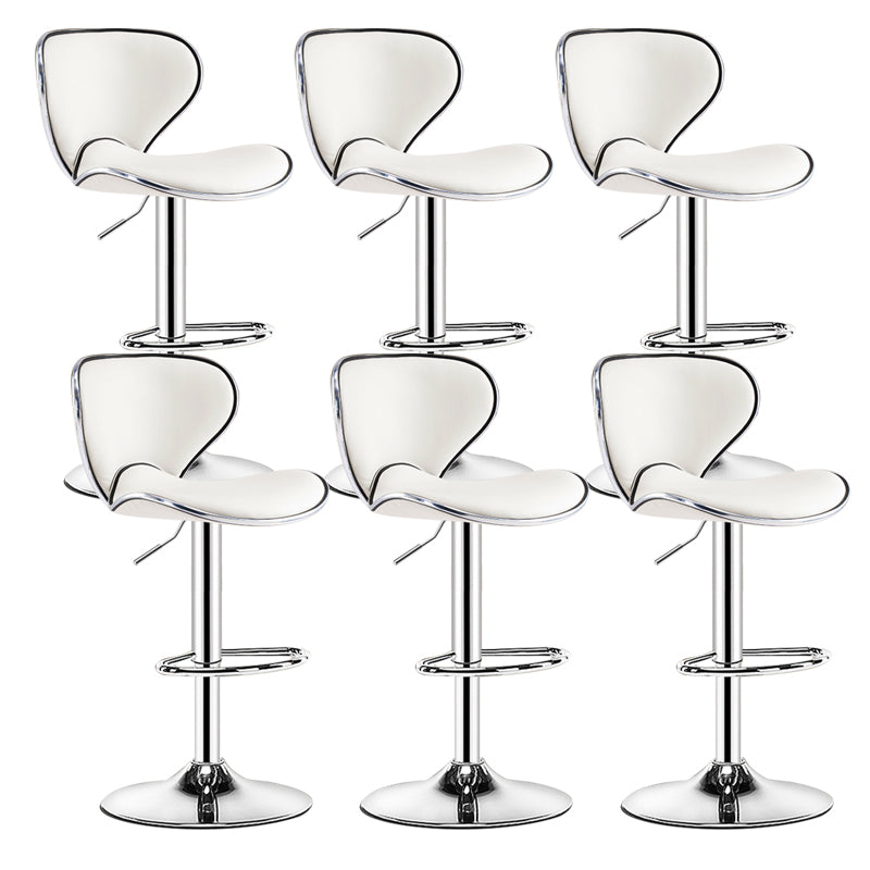 Scandinavian Metal Barstool Low Back PU Leather Adjustable Barstools in Matte Finish