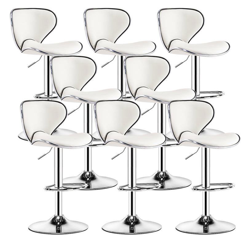 Scandinavian Metal Barstool Low Back PU Leather Adjustable Barstools in Matte Finish