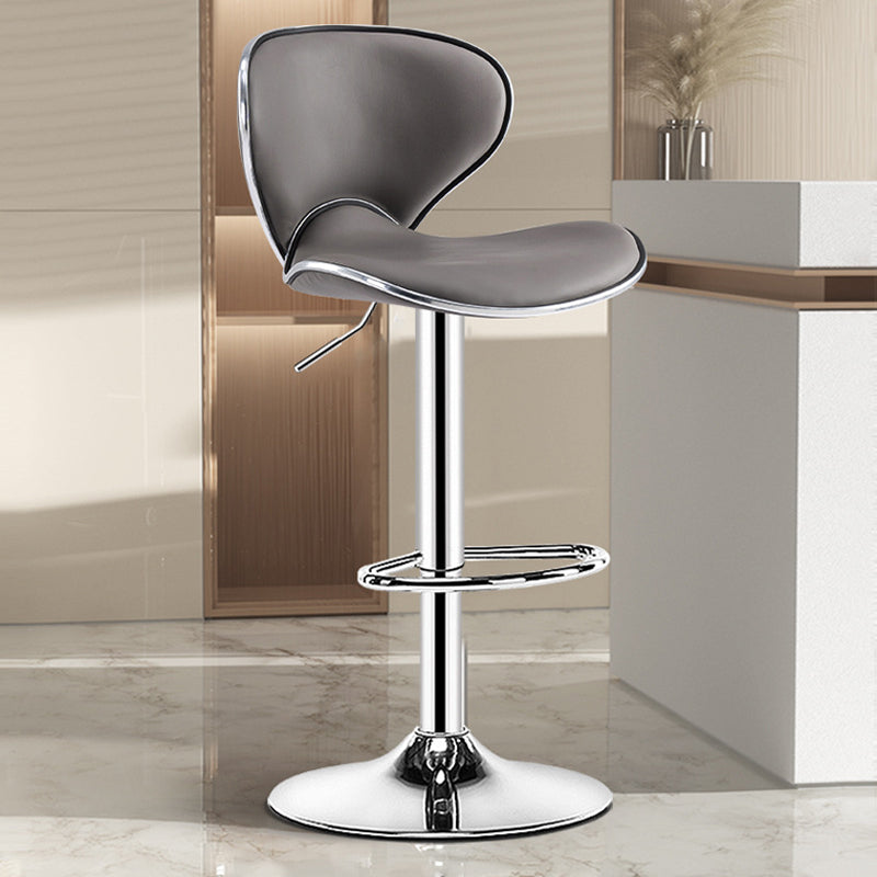 Scandinavian Metal Barstool Low Back PU Leather Adjustable Barstools in Matte Finish