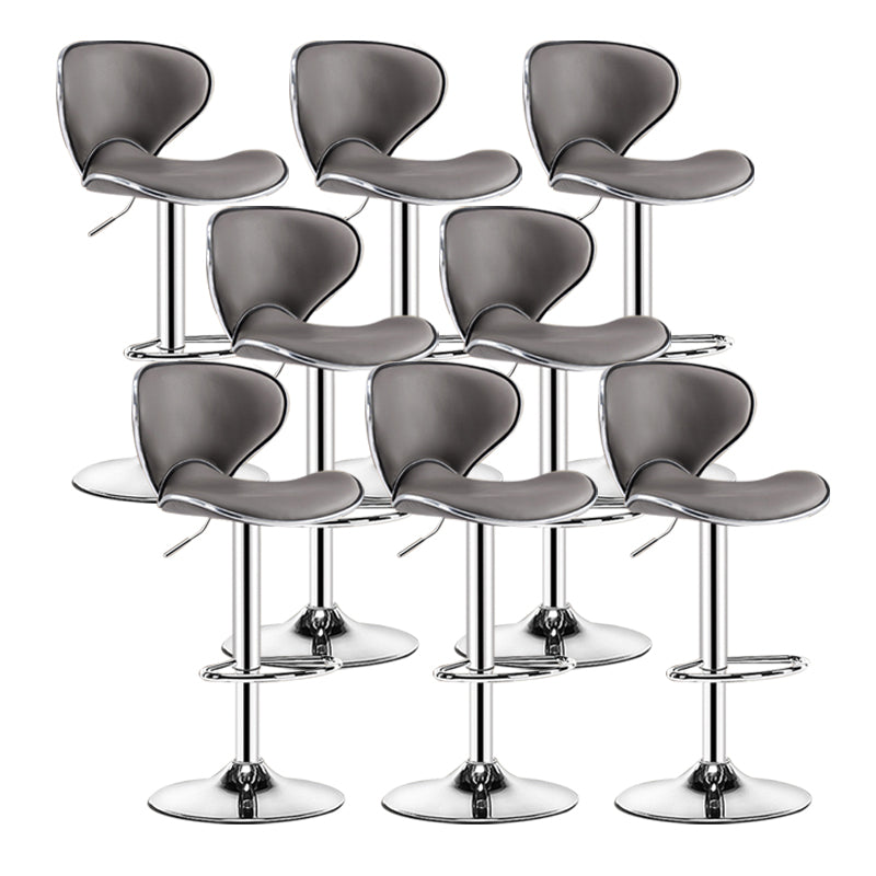 Scandinavian Metal Barstool Low Back PU Leather Adjustable Barstools in Matte Finish