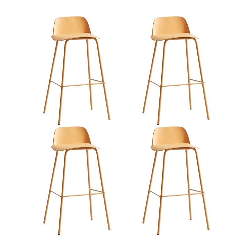 Contemporary Plastic Barstool Plastic Counter Stool Rectangle Seat with Iron Legs