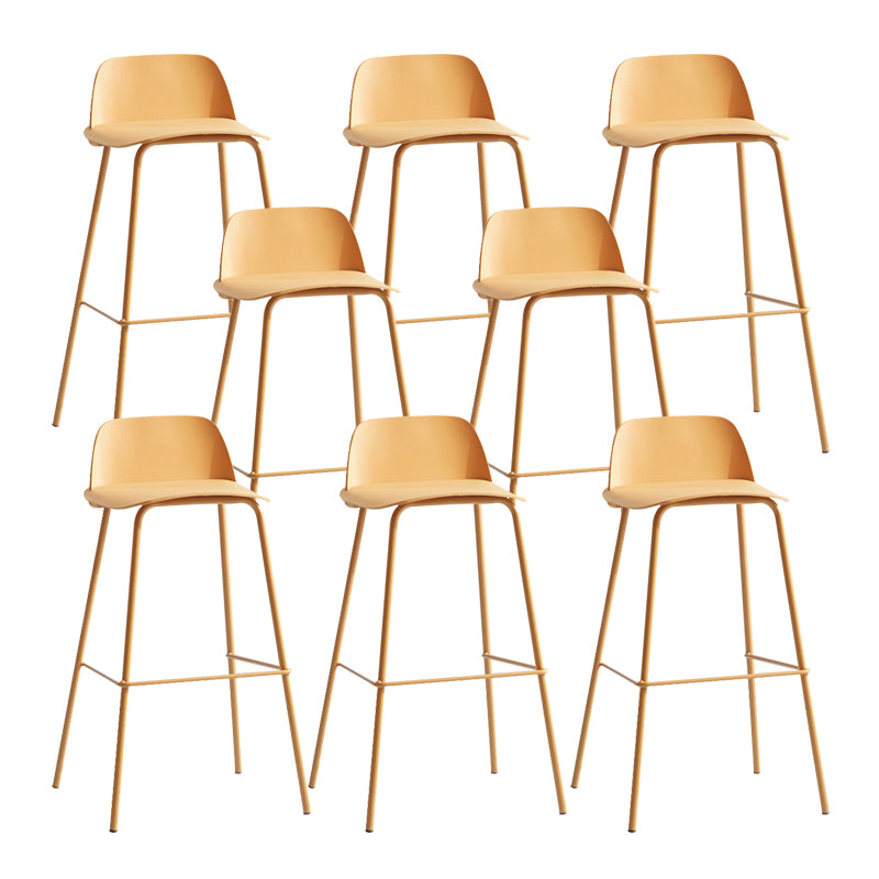 Contemporary Plastic Barstool Plastic Counter Stool Rectangle Seat with Iron Legs