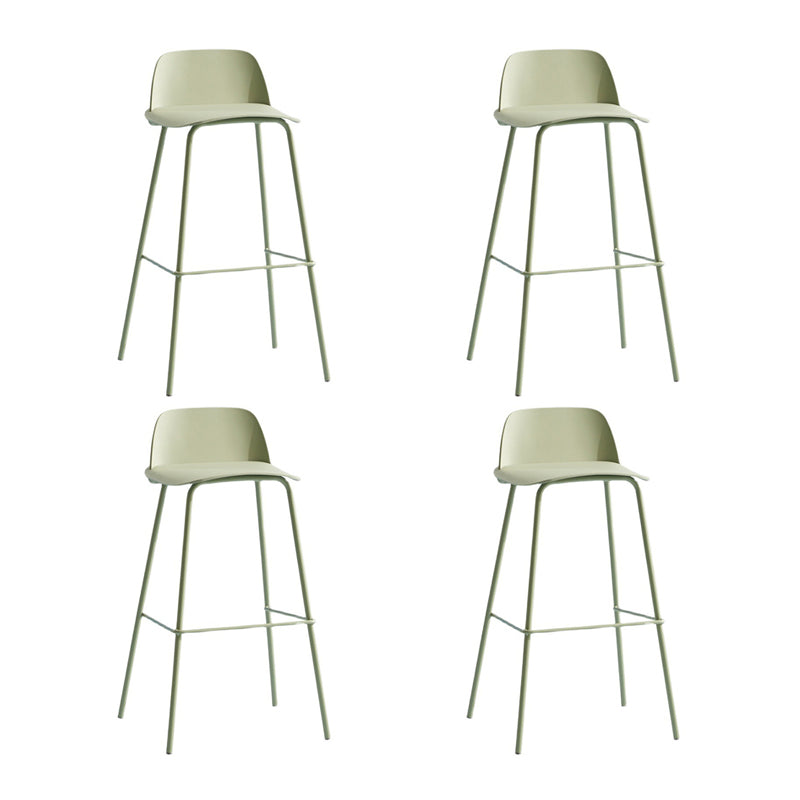 Contemporary Plastic Barstool Plastic Counter Stool Rectangle Seat with Iron Legs