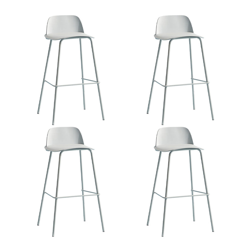 Contemporary Plastic Barstool Plastic Counter Stool Rectangle Seat with Iron Legs
