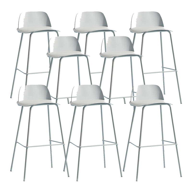 Contemporary Plastic Barstool Plastic Counter Stool Rectangle Seat with Iron Legs