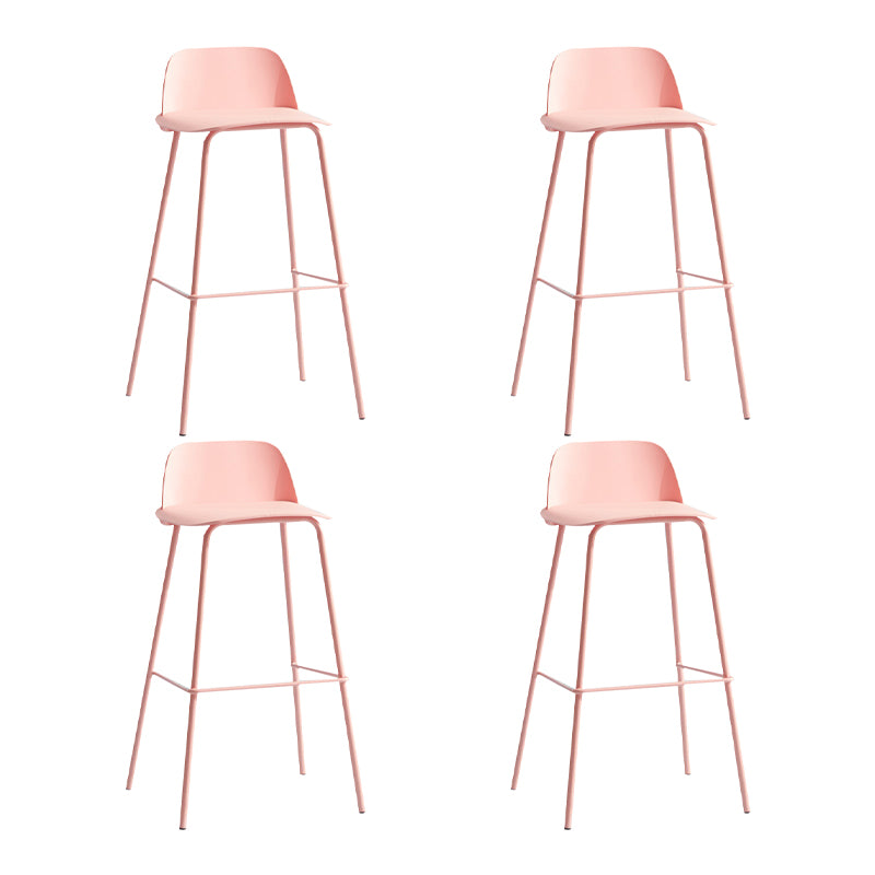 Contemporary Plastic Barstool Plastic Counter Stool Rectangle Seat with Iron Legs