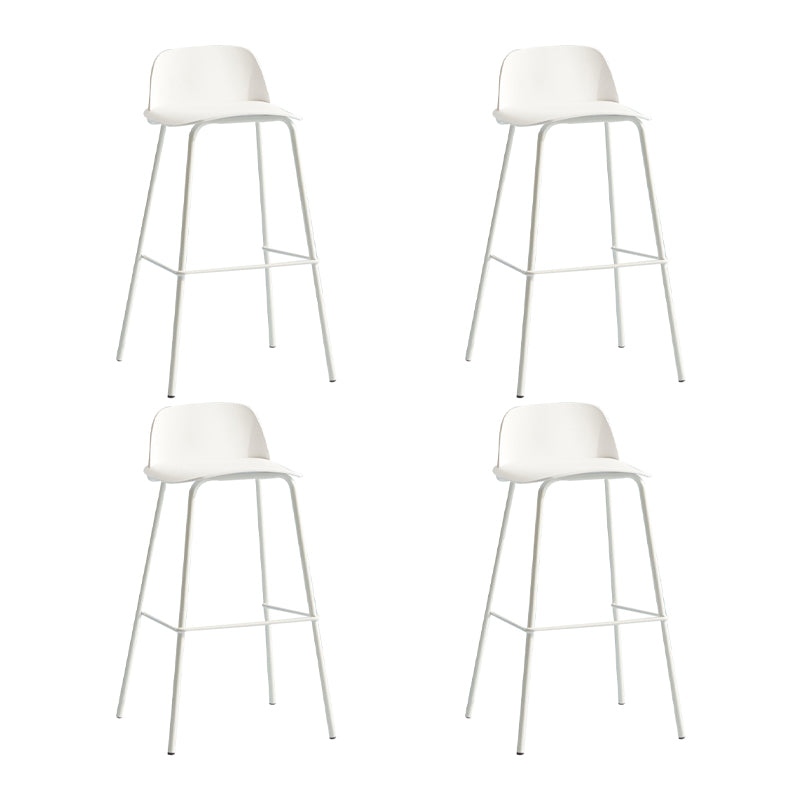 Contemporary Plastic Barstool Plastic Counter Stool Rectangle Seat with Iron Legs