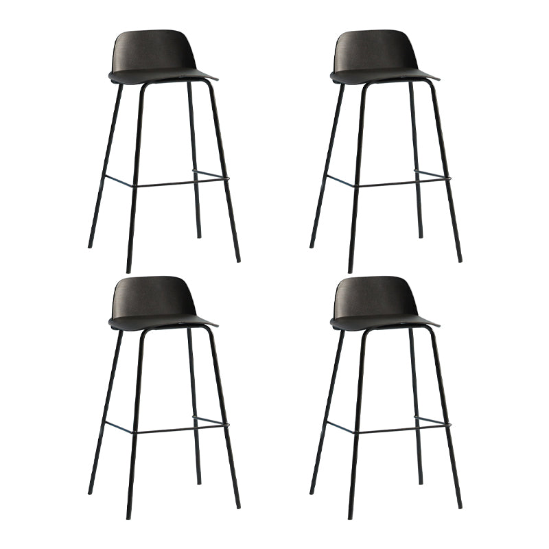 Contemporary Plastic Barstool Plastic Counter Stool Rectangle Seat with Iron Legs