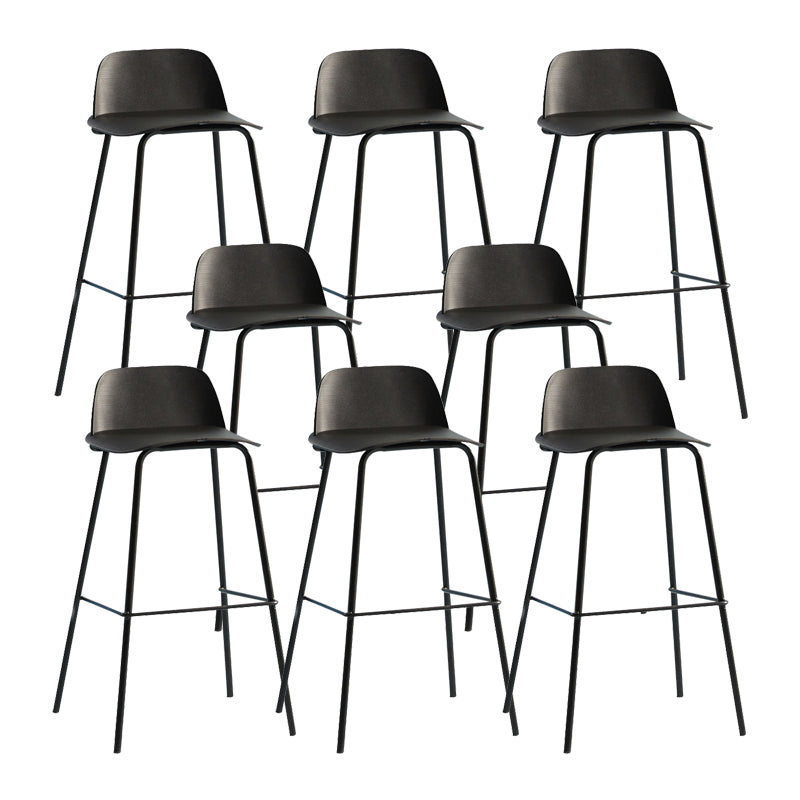 Contemporary Plastic Barstool Plastic Counter Stool Rectangle Seat with Iron Legs