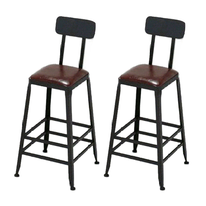 Industrial Metal Stool Wood Rectangle Seat Counter Stool in Matte Finish