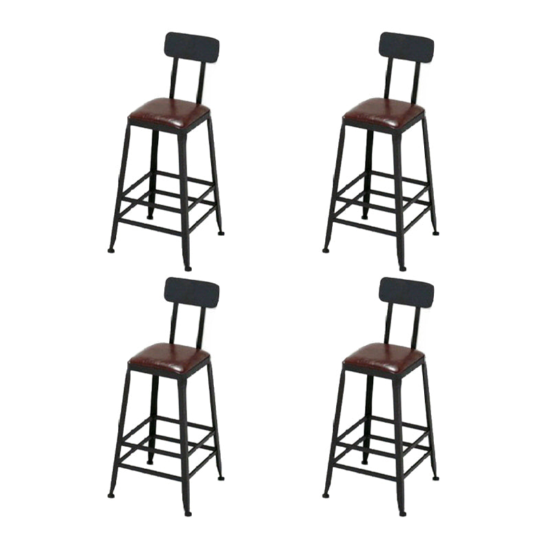 Industrial Metal Stool Wood Rectangle Seat Counter Stool in Matte Finish