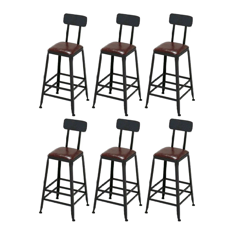 Industrial Metal Stool Wood Rectangle Seat Counter Stool in Matte Finish
