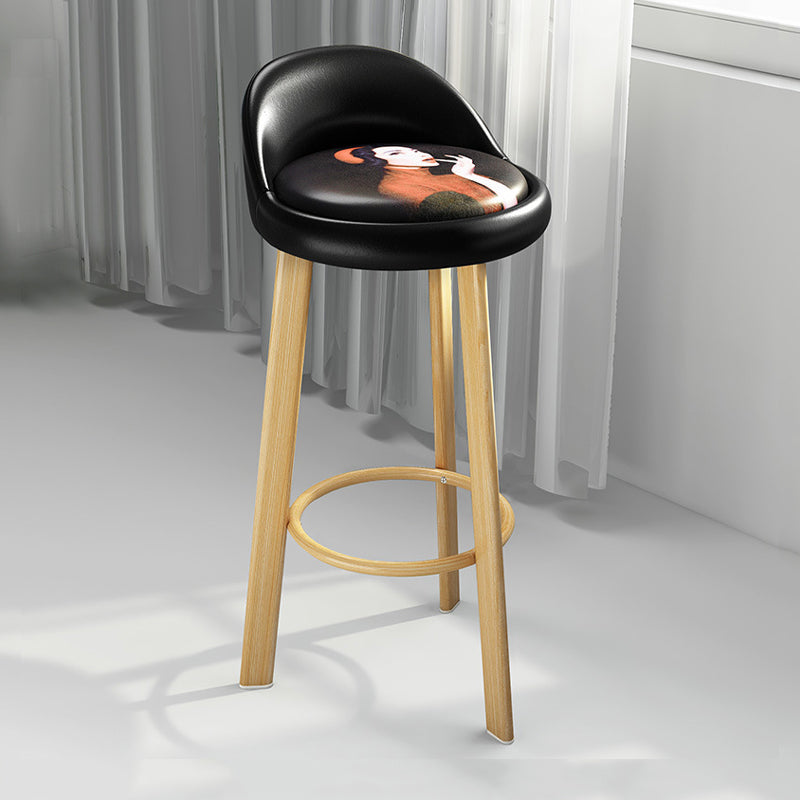 Contemporary Wood Stool Fabric Cushion in Matte Finish for Home