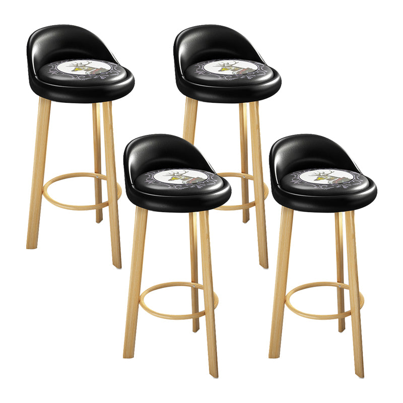 Contemporary Wood Stool Fabric Cushion in Matte Finish for Home